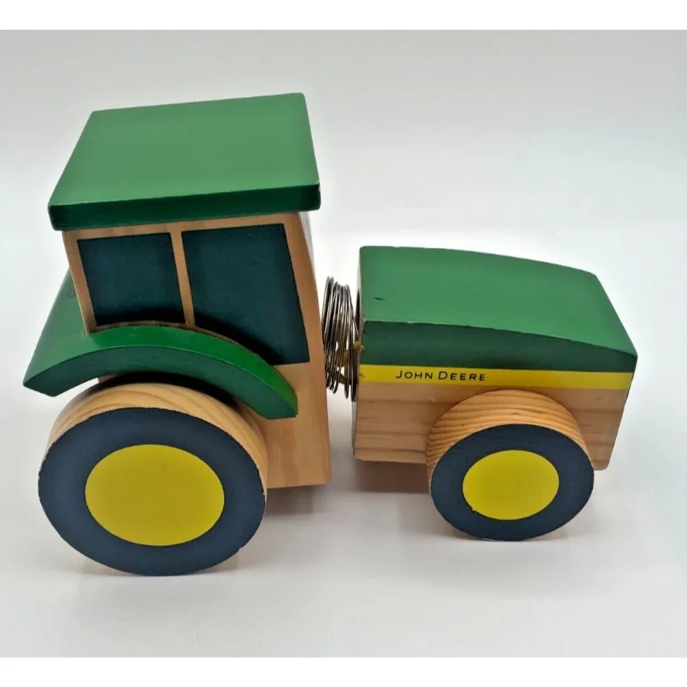 Wooden John Deere Tractor Pull Toy Learning Curve Collectible or Decor